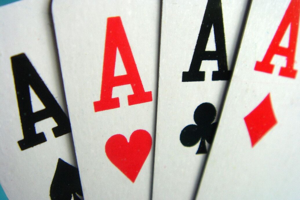 Vier Spielkarten - Asse 